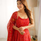 Bandhej Chiffon Flared Anarkali Gown with Dupatta