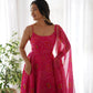 Bandhej Chiffon Flared Anarkali Gown with Dupatta