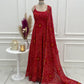 Bandhej Chiffon Flared Anarkali Gown with Dupatta