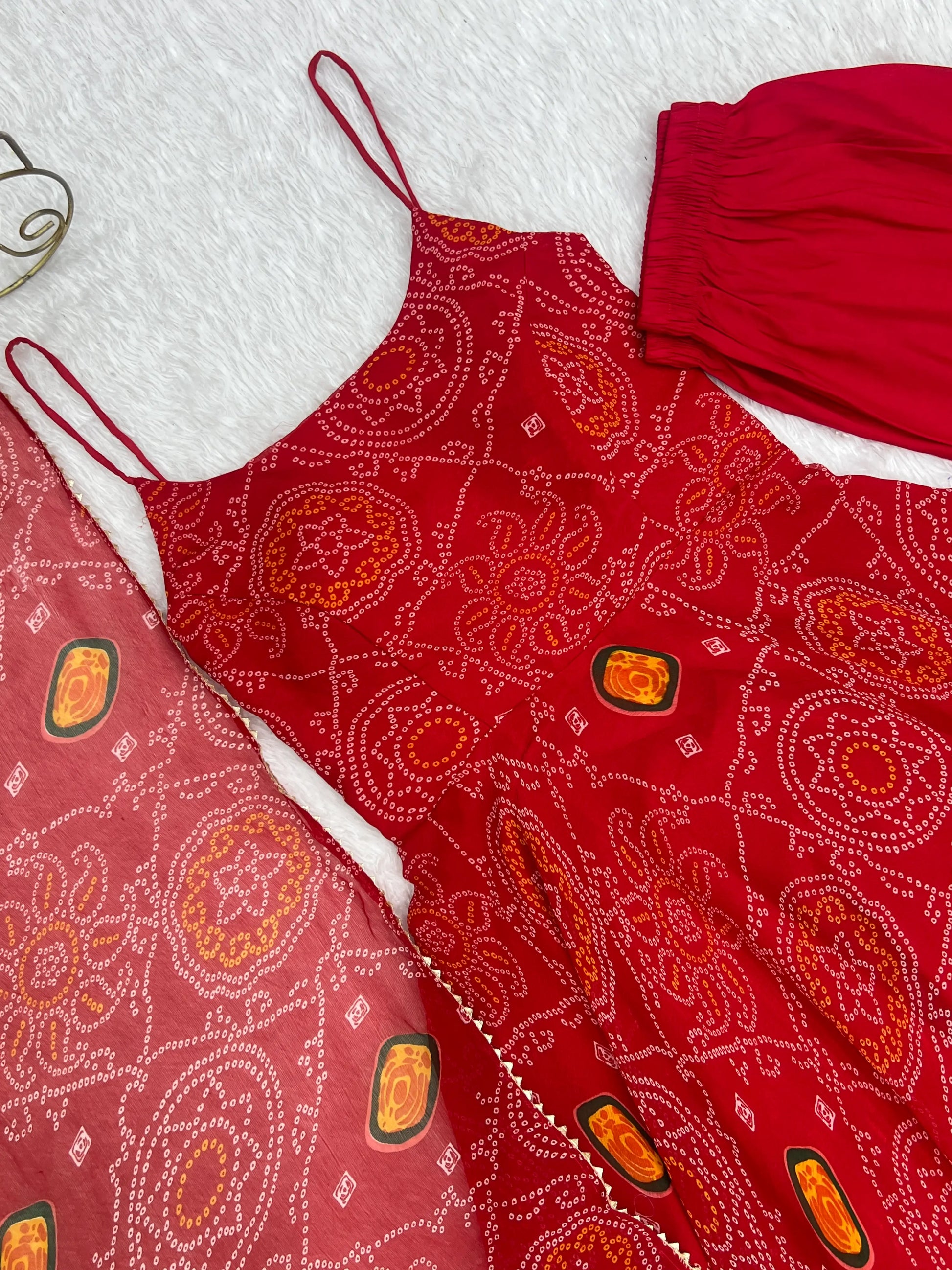 Bandhej Chiffon Flared Anarkali Gown with Dupatta
