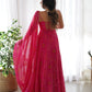 Bandhej Chiffon Flared Anarkali Gown with Dupatta