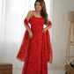 Bandhej Chiffon Flared Anarkali Gown with Dupatta