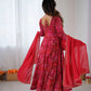 Bandhej Print Viscose Rayon Anarkali Gown Set with Dupatta