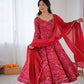 Bandhej Print Viscose Rayon Anarkali Gown Set with Dupatta