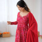 Bandhej Print Viscose Rayon Anarkali Gown Set with Dupatta
