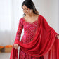 Bandhej Print Viscose Rayon Anarkali Gown Set with Dupatta