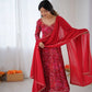 Bandhej Print Viscose Rayon Anarkali Gown Set with Dupatta