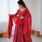Bandhej Print Viscose Rayon Anarkali Gown Set with Dupatta