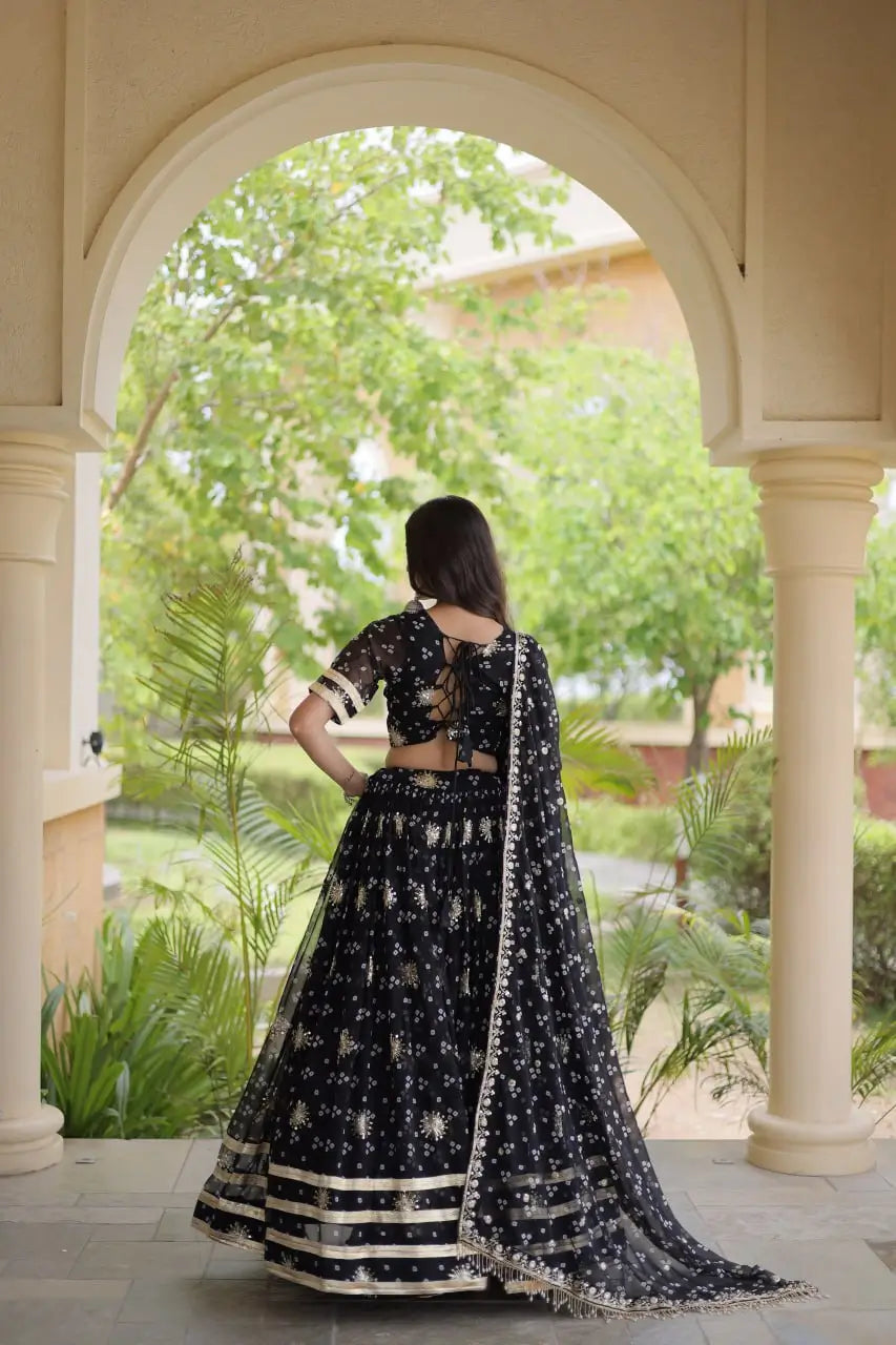 Bandhej Zari Gota Lehenga