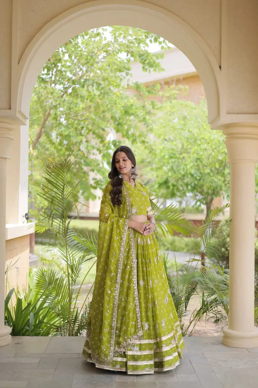 Bandhej Zari Gota Lehenga