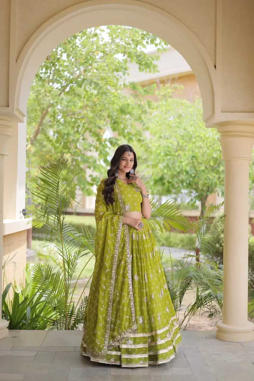 Bandhej Zari Gota Lehenga