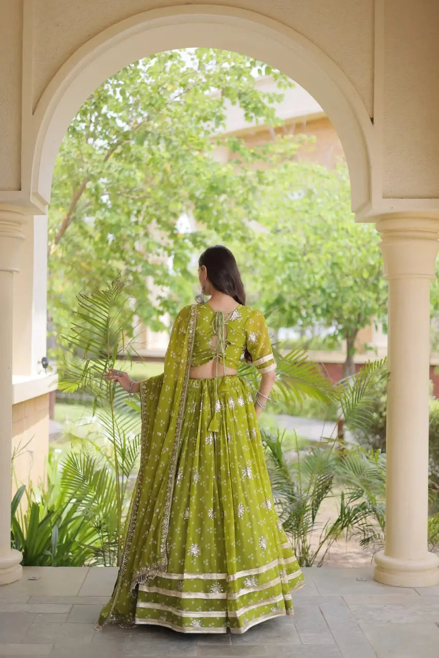 Bandhej Zari Gota Lehenga