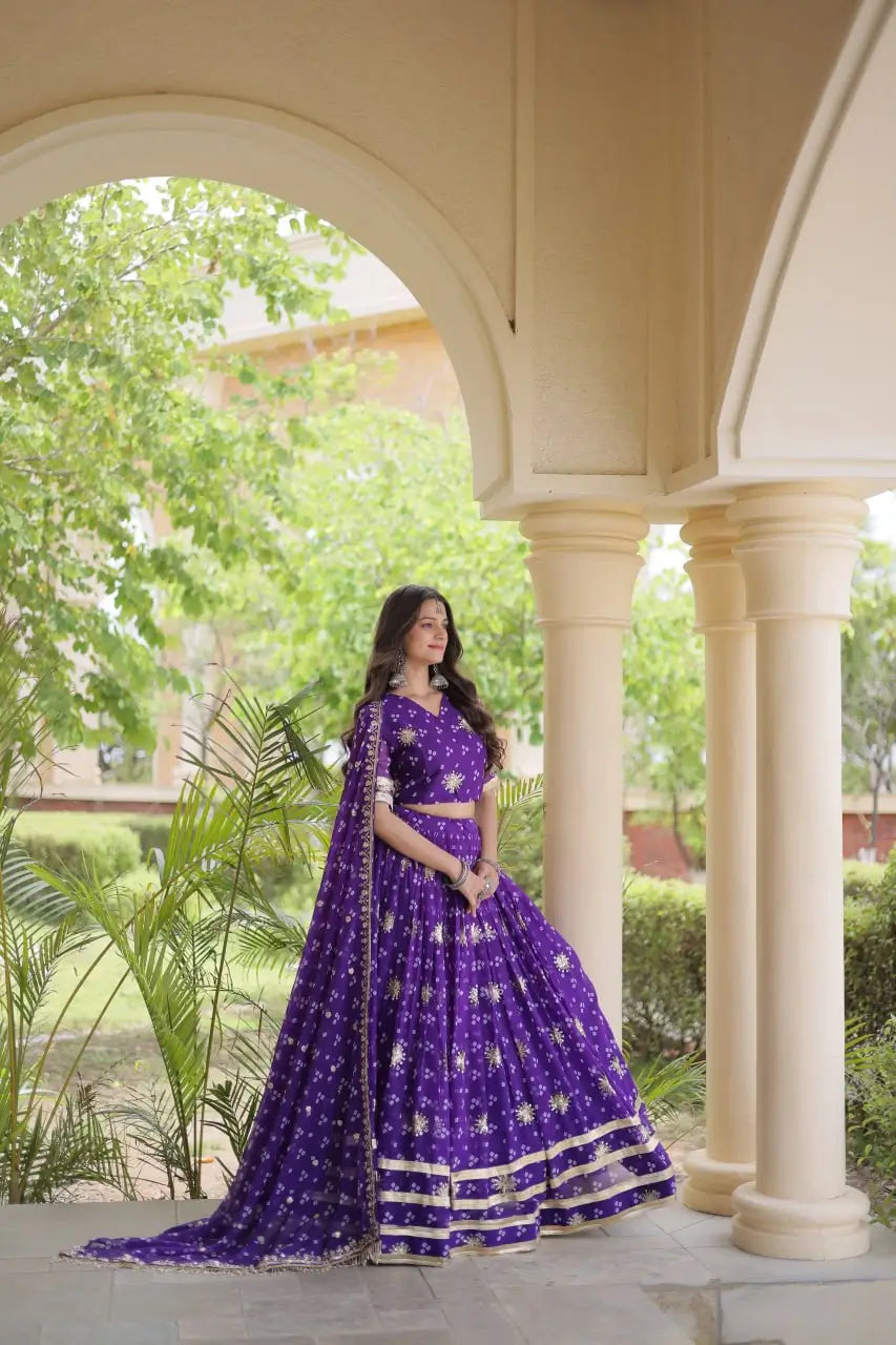 Bandhej Zari Gota Lehenga