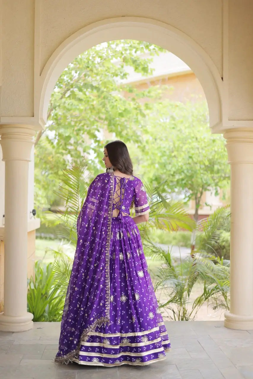 Bandhej Zari Gota Lehenga