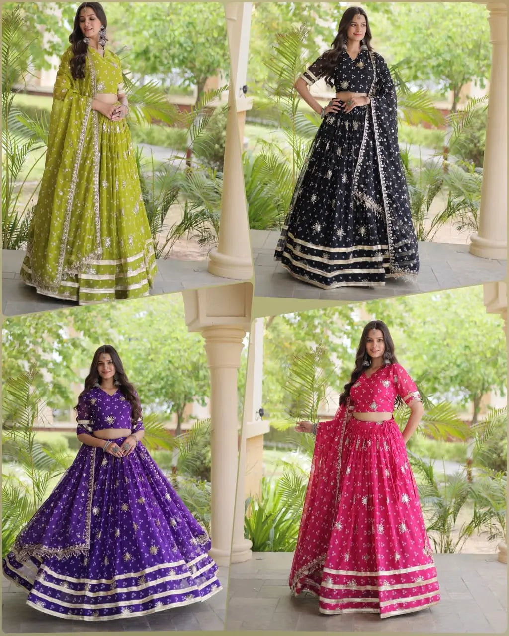 Bandhej Zari Gota Lehenga