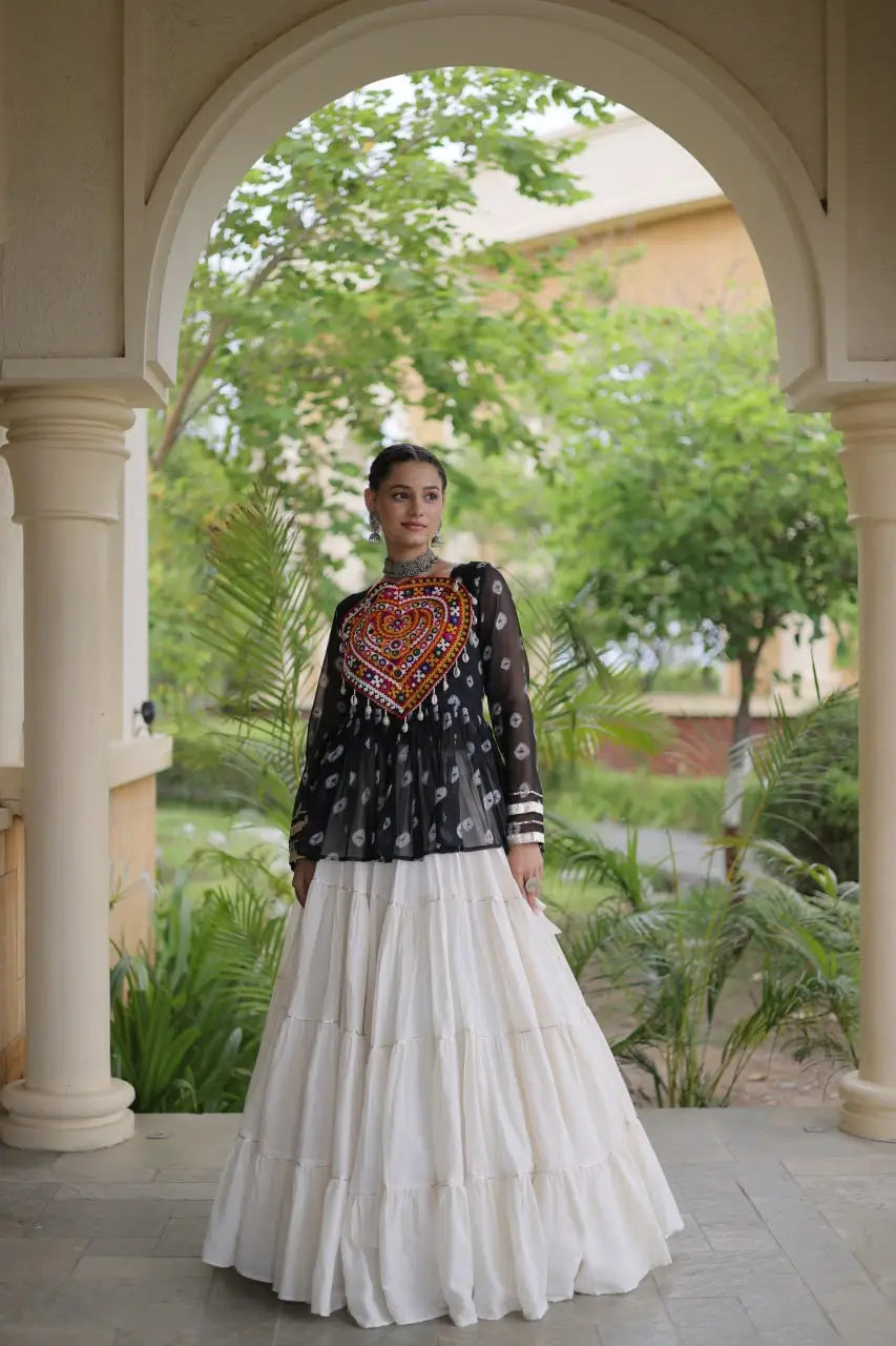 Bandhni Gamthi Peplum Lehenga Set