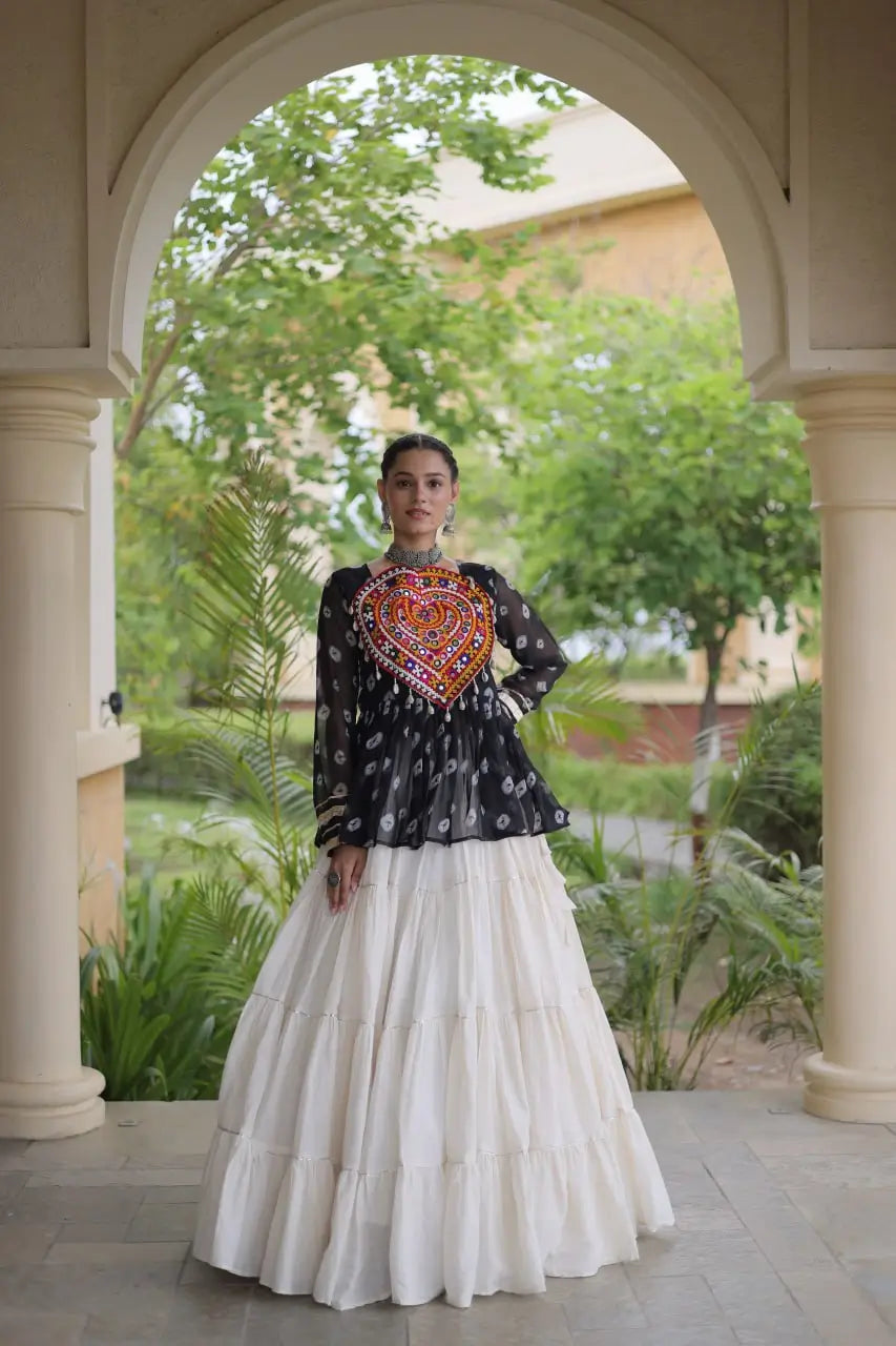 Bandhni Gamthi Peplum Lehenga Set