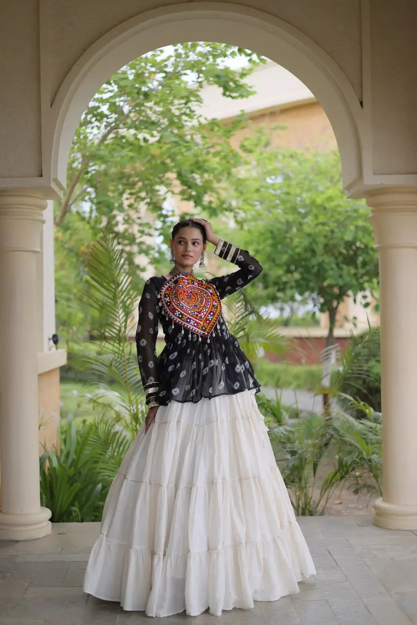 Bandhni Gamthi Peplum Lehenga Set