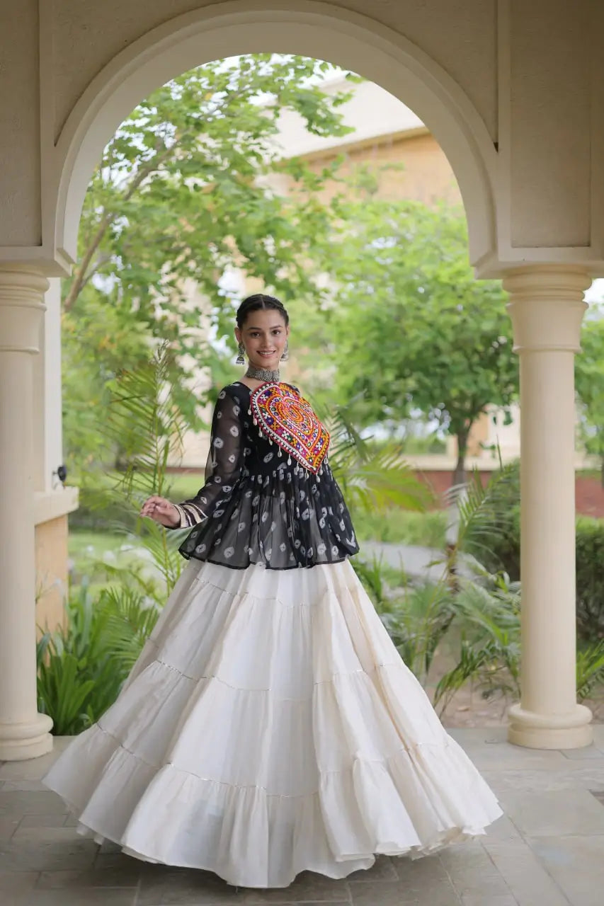 Bandhni Gamthi Peplum Lehenga Set