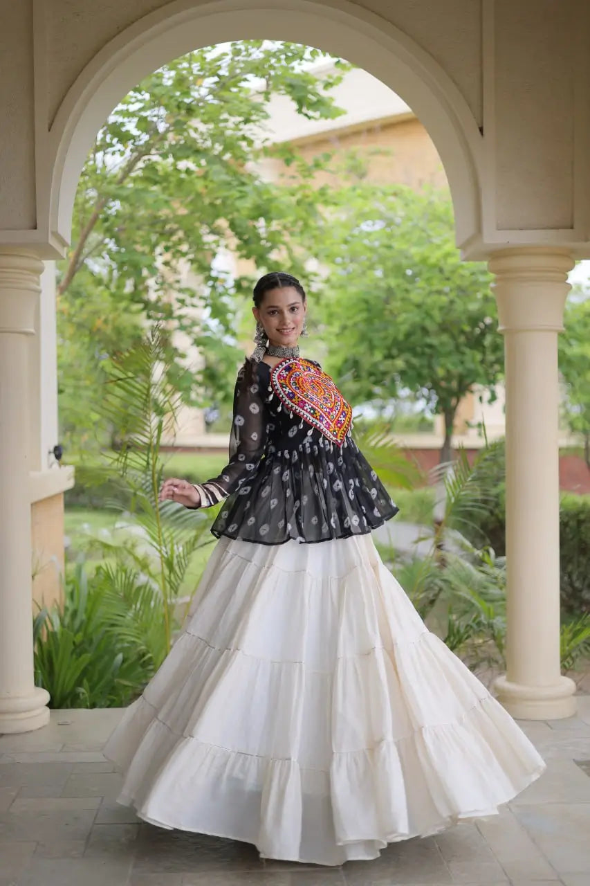 Bandhni Gamthi Peplum Lehenga Set