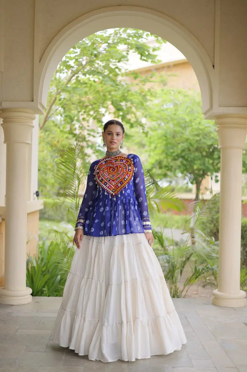 Bandhni Gamthi Peplum Lehenga Set