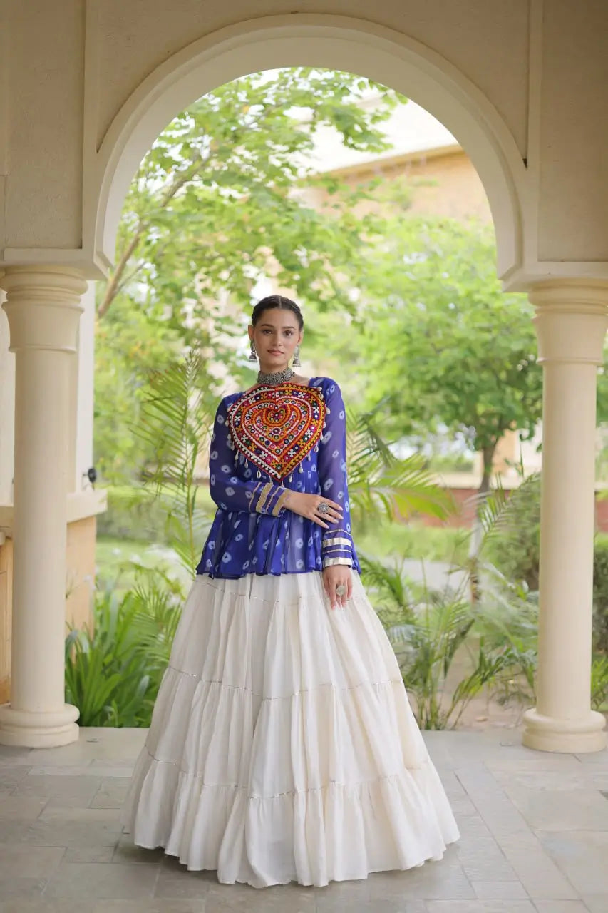 Bandhni Gamthi Peplum Lehenga Set
