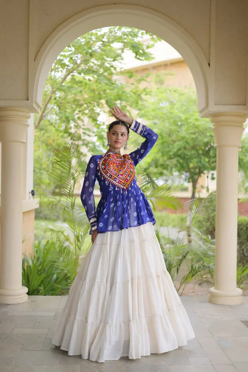 Bandhni Gamthi Peplum Lehenga Set