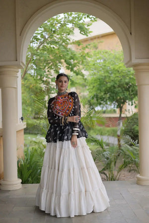 Bandhni Gamthi Peplum Lehenga Set