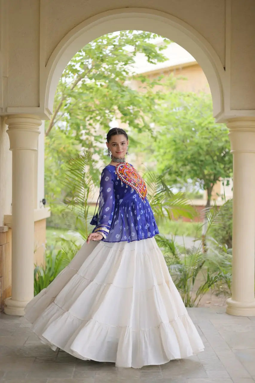 Bandhni Gamthi Peplum Lehenga Set