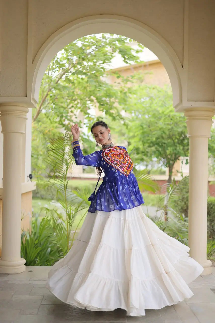 Bandhni Gamthi Peplum Lehenga Set