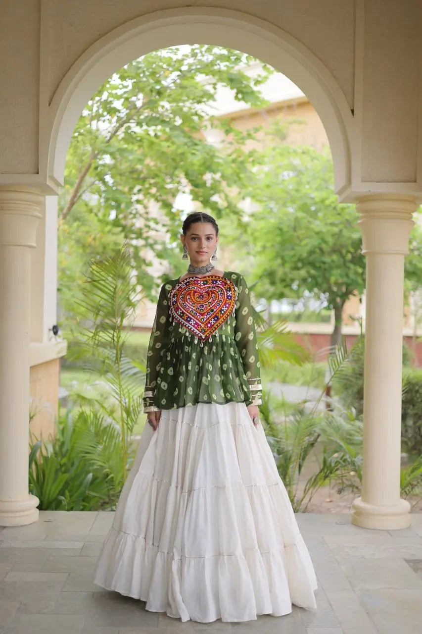 Bandhni Gamthi Peplum Lehenga Set