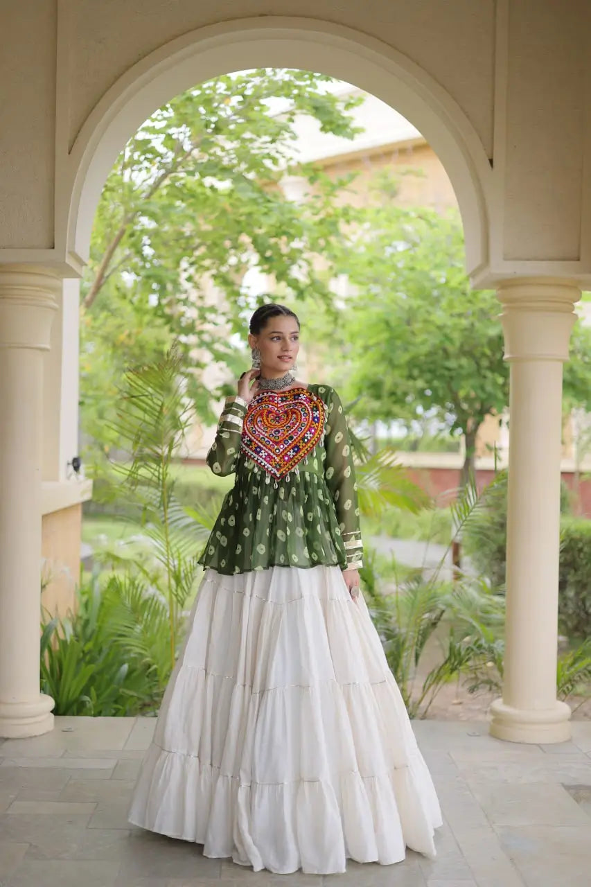Bandhni Gamthi Peplum Lehenga Set