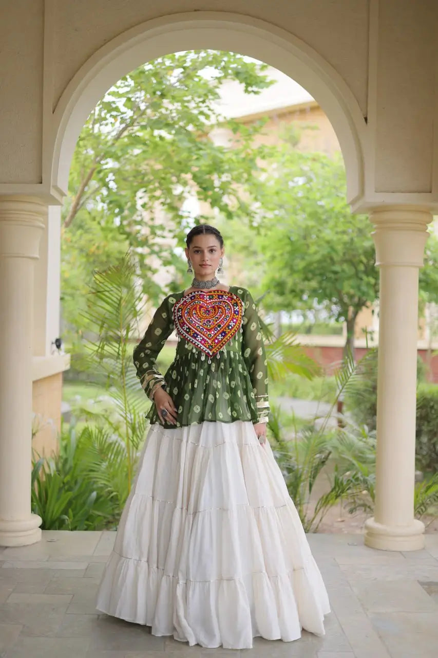Bandhni Gamthi Peplum Lehenga Set