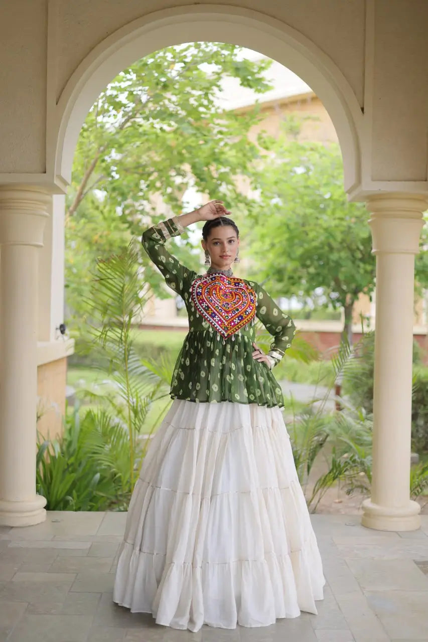 Bandhni Gamthi Peplum Lehenga Set