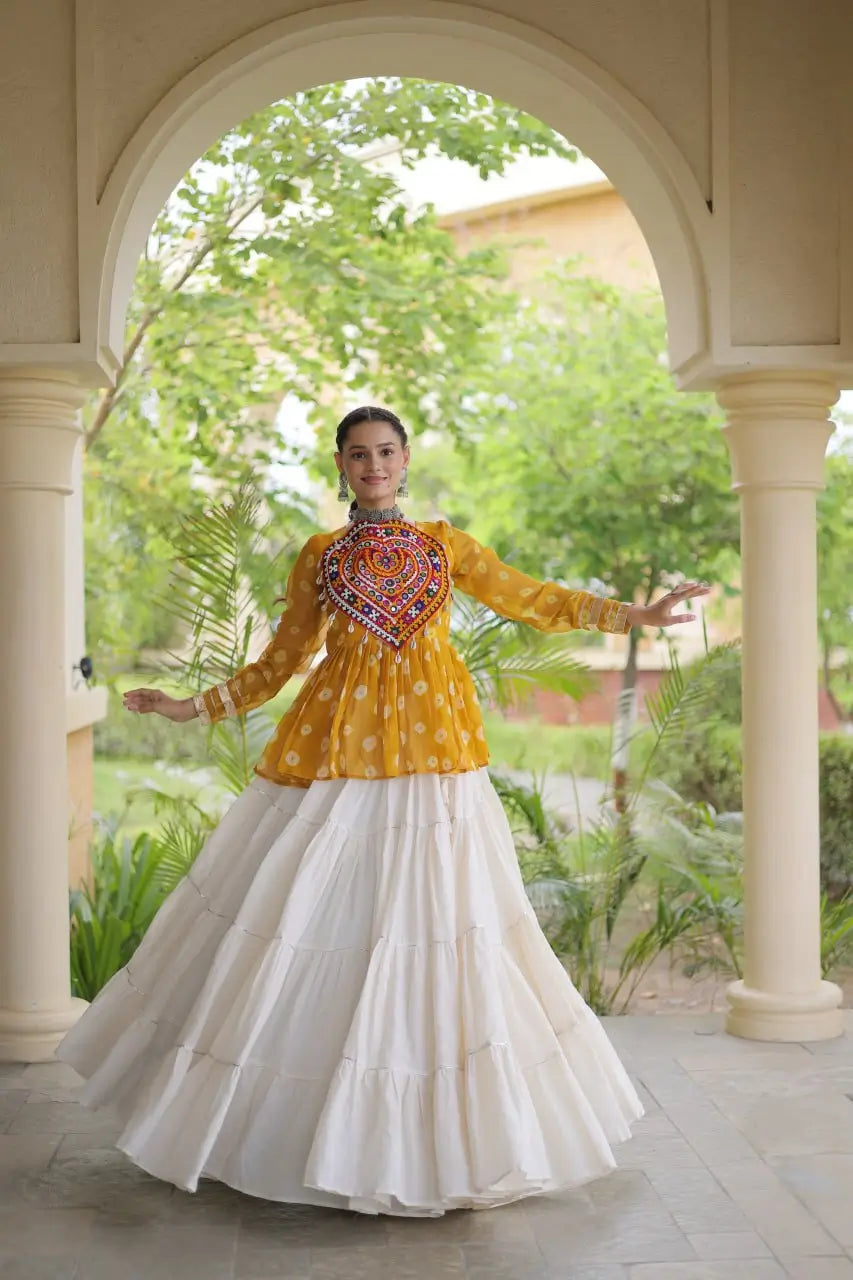 Bandhni Gamthi Peplum Lehenga Set