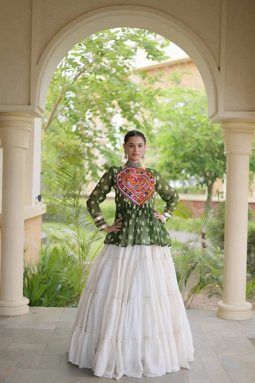 Bandhni Gamthi Peplum Lehenga Set