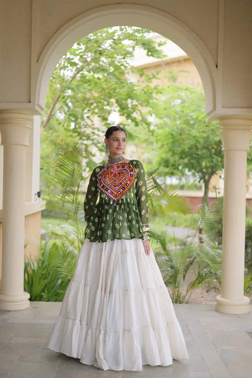 Bandhni Gamthi Peplum Lehenga Set