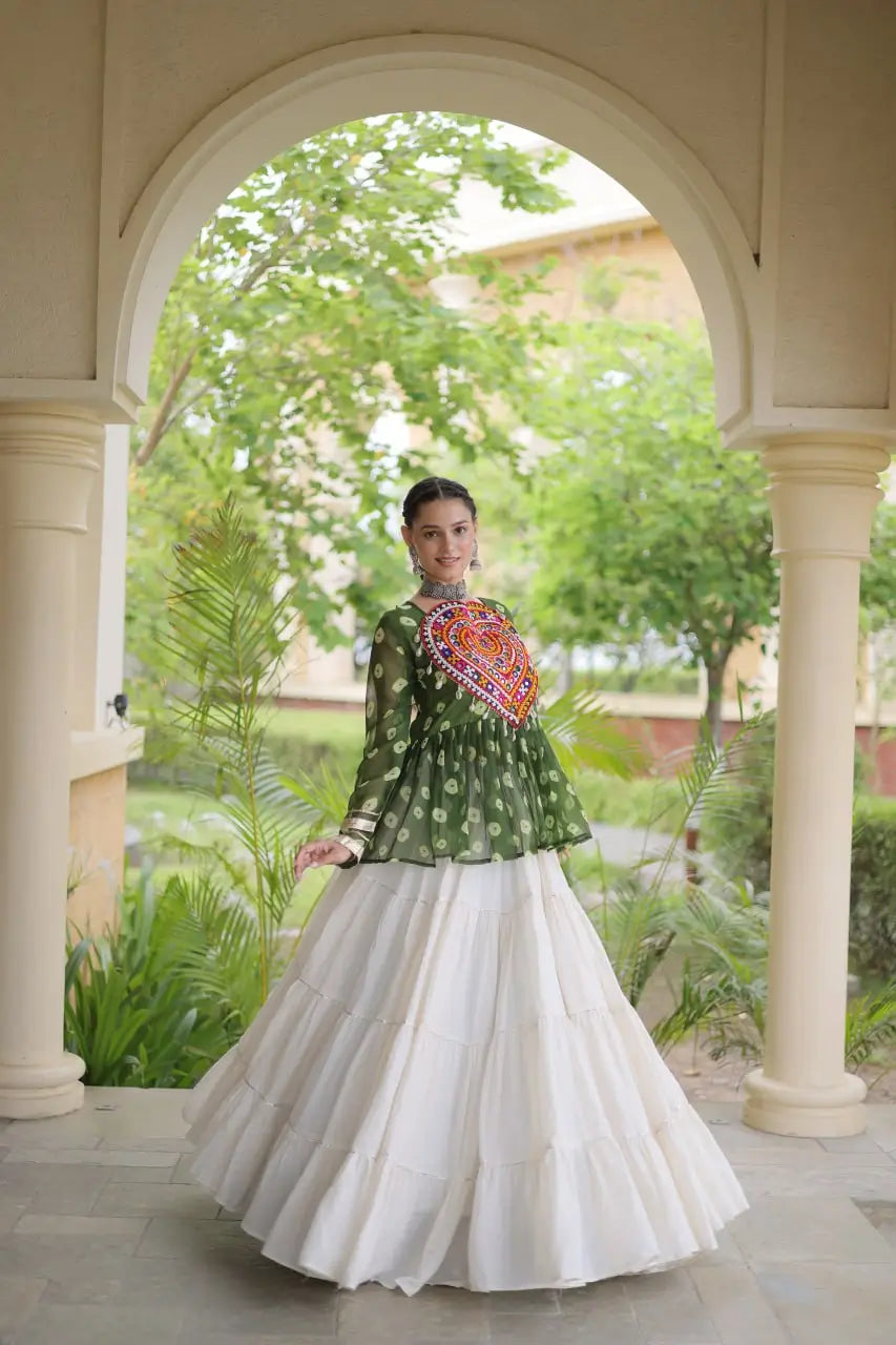 Bandhni Gamthi Peplum Lehenga Set