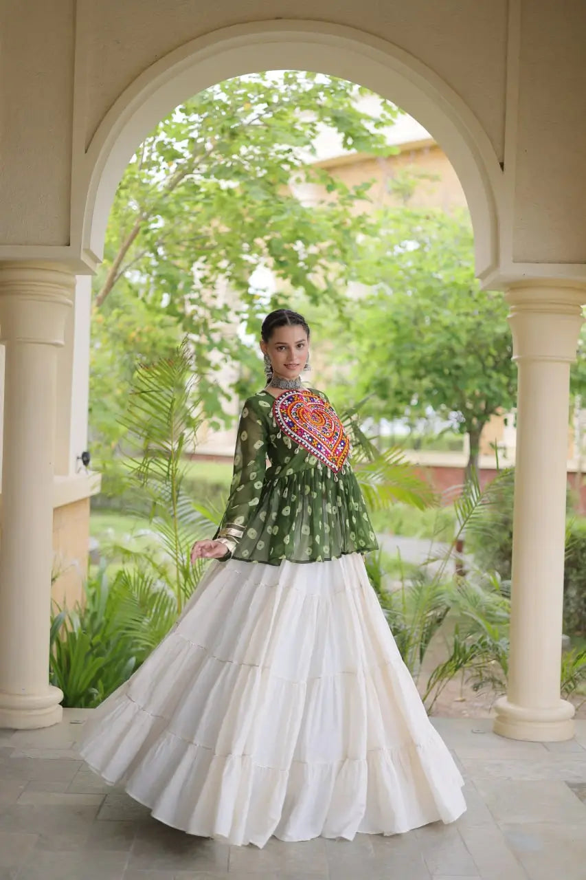 Bandhni Gamthi Peplum Lehenga Set
