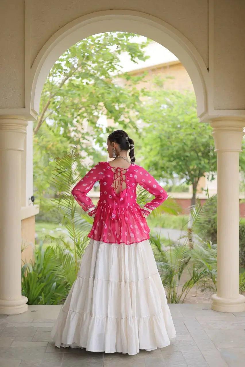 Bandhni Gamthi Peplum Lehenga Set