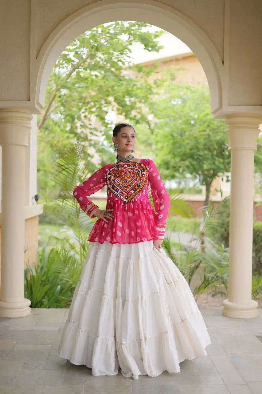 Bandhni Gamthi Peplum Lehenga Set