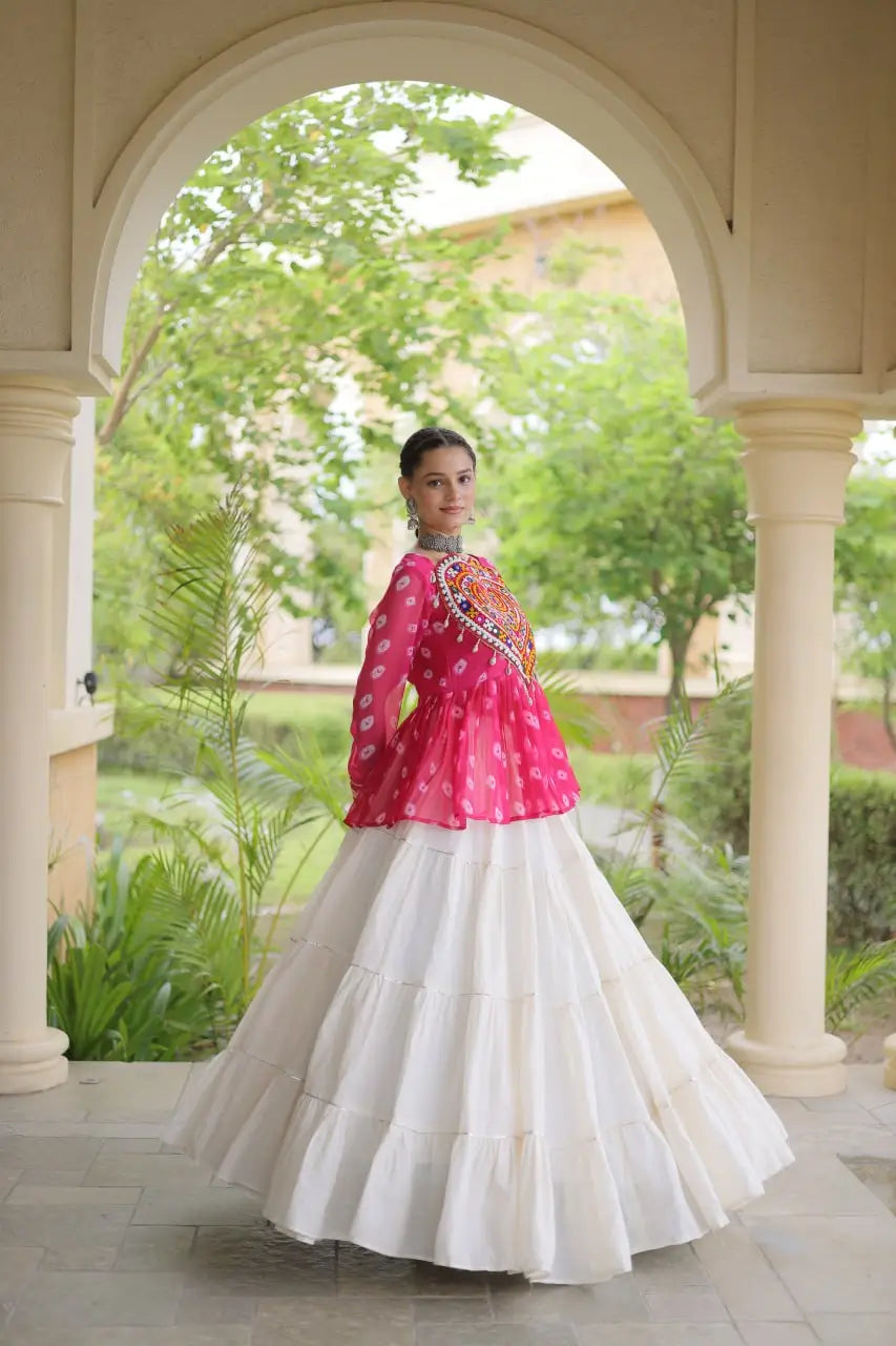 Bandhni Gamthi Peplum Lehenga Set