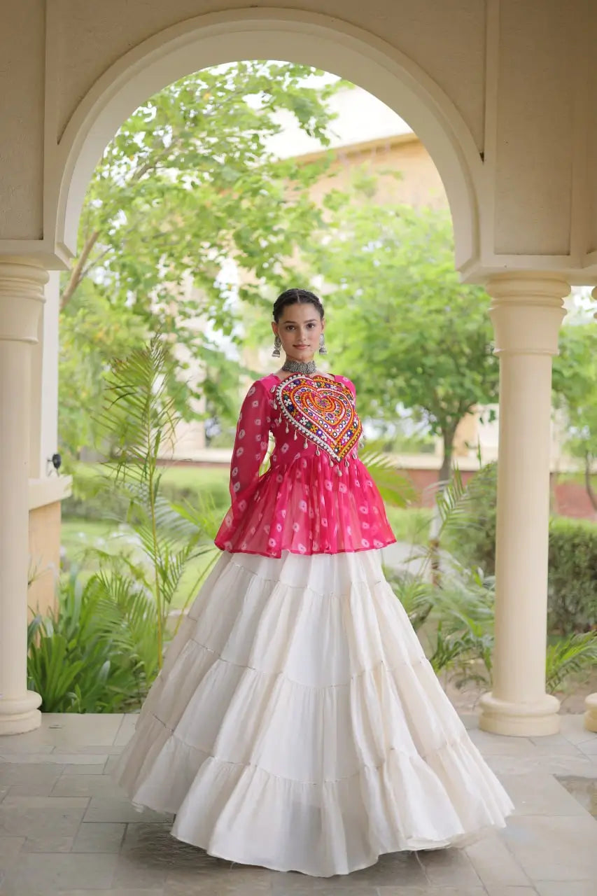 Bandhni Gamthi Peplum Lehenga Set