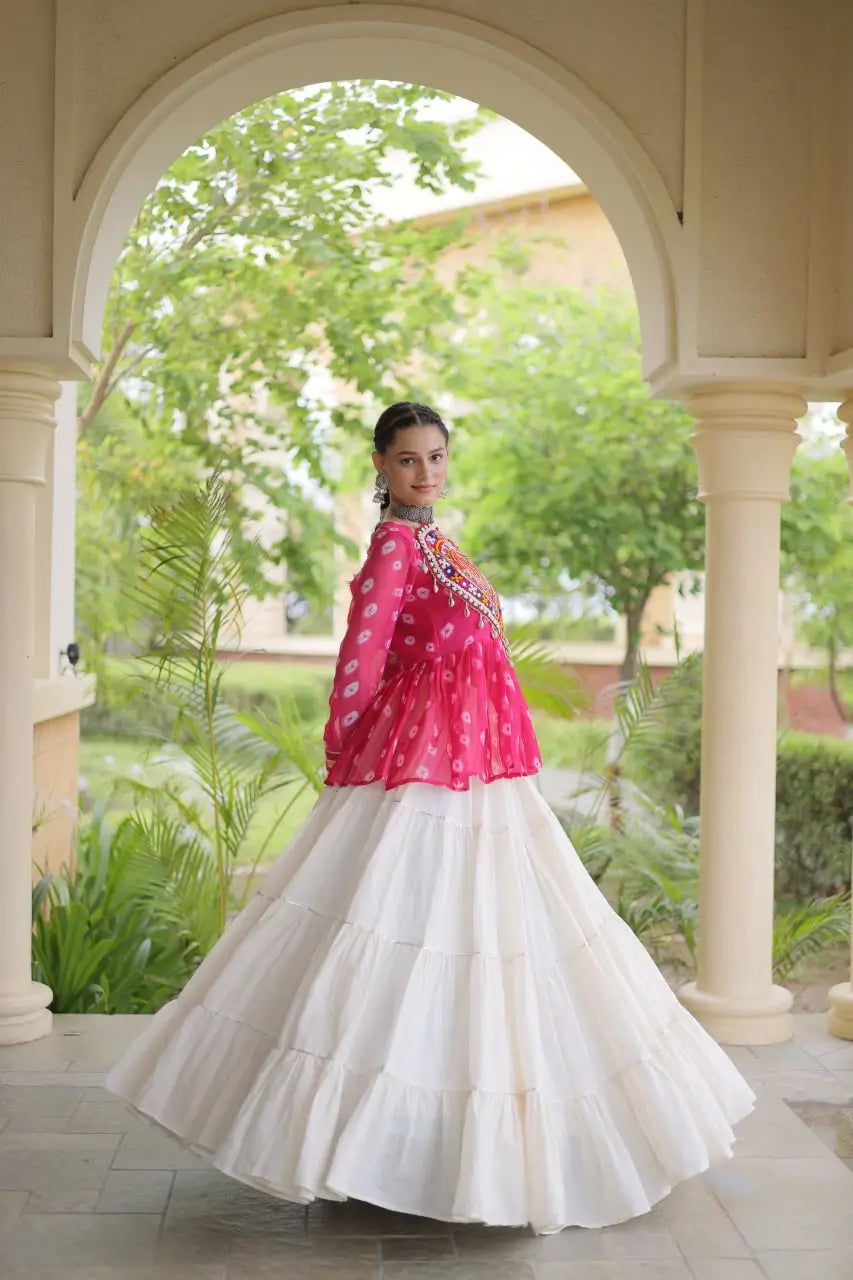 Bandhni Gamthi Peplum Lehenga Set