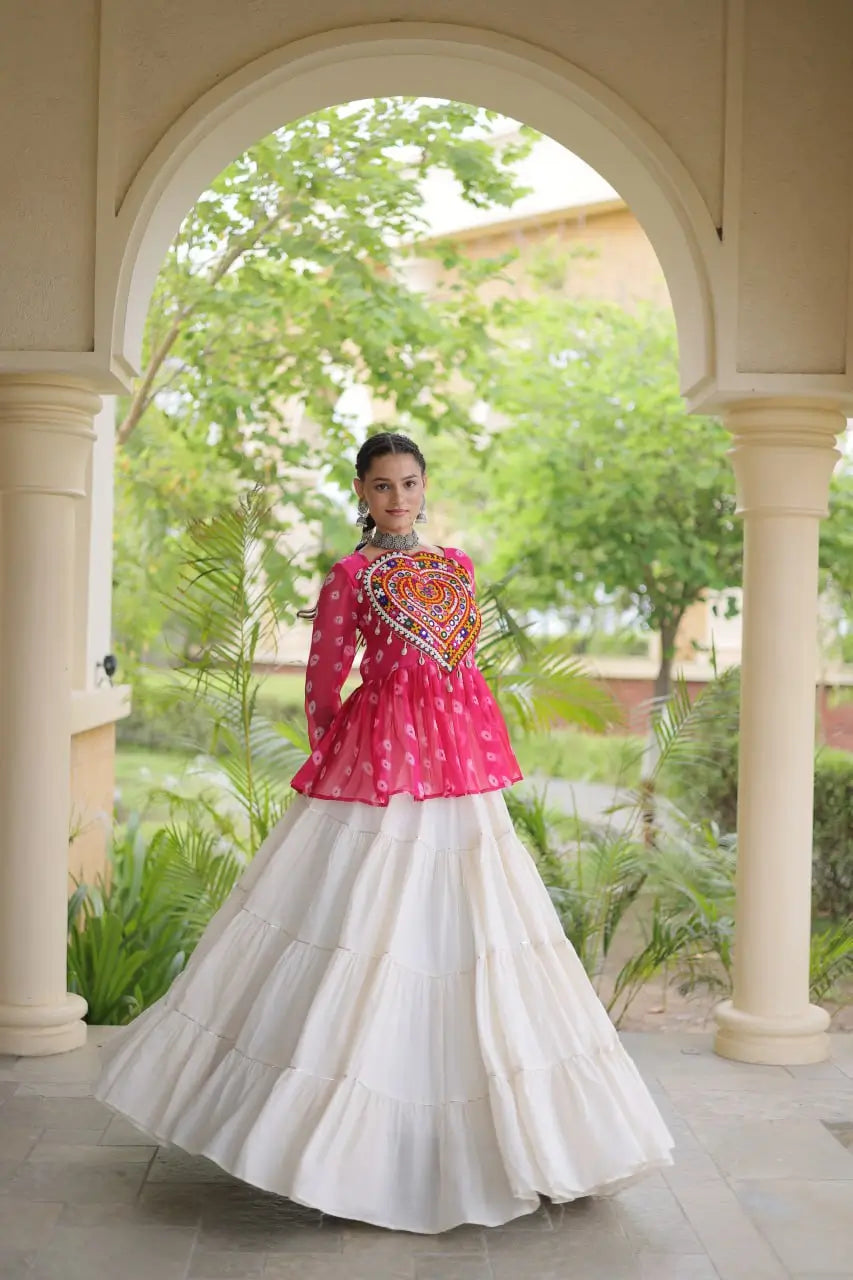 Bandhni Gamthi Peplum Lehenga Set
