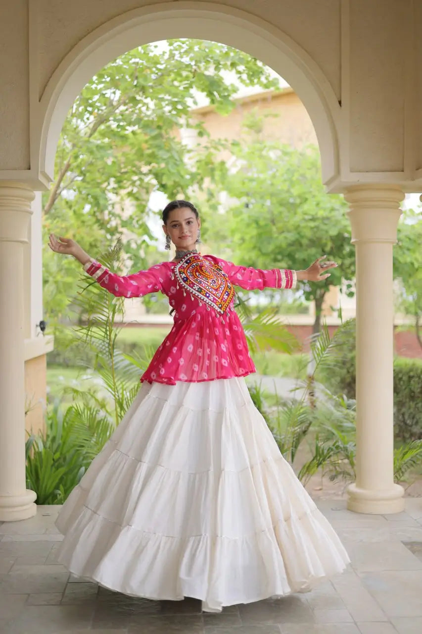 Bandhni Gamthi Peplum Lehenga Set