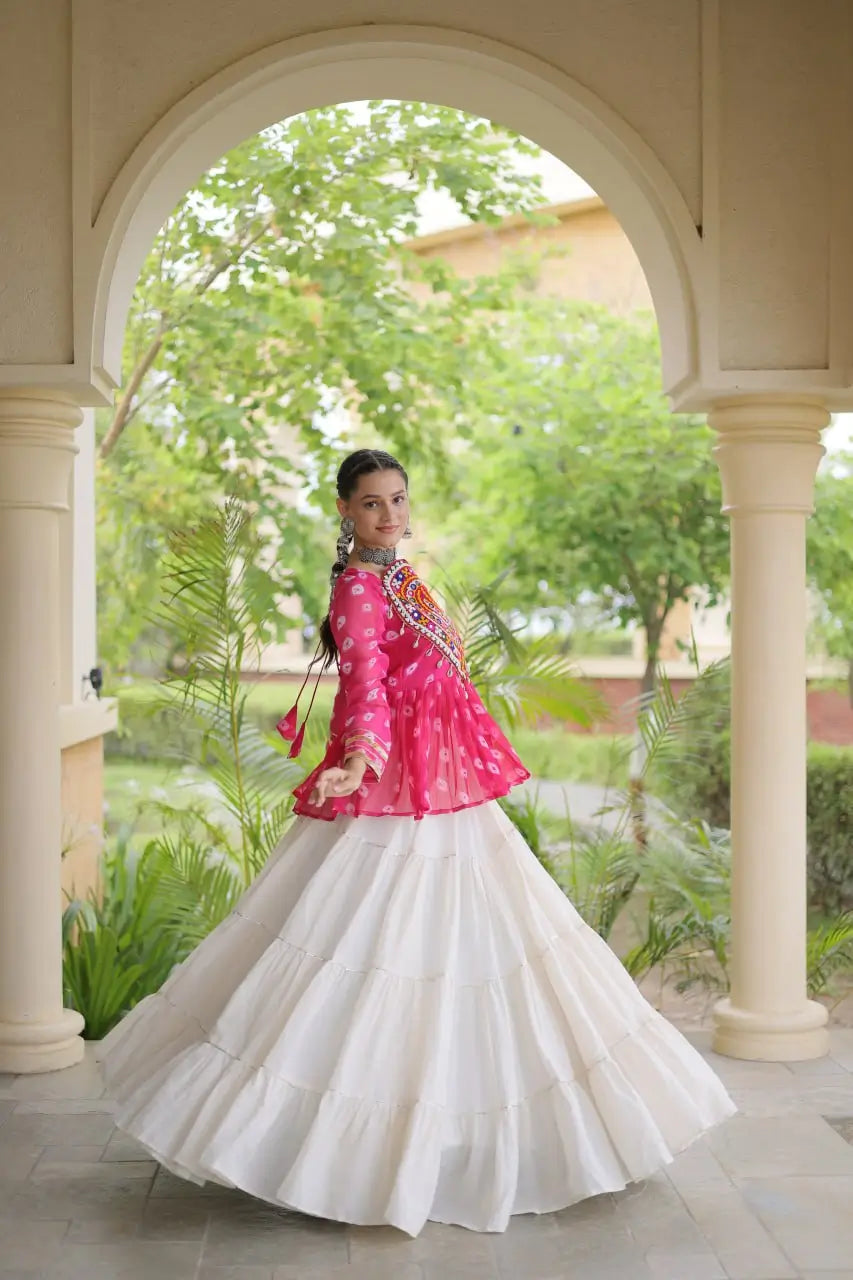 Bandhni Gamthi Peplum Lehenga Set
