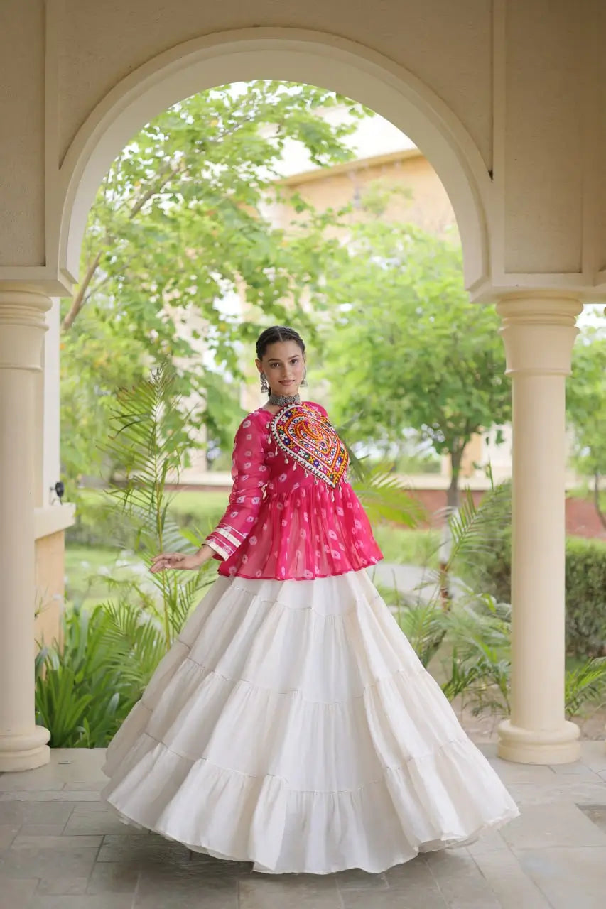 Bandhni Gamthi Peplum Lehenga Set