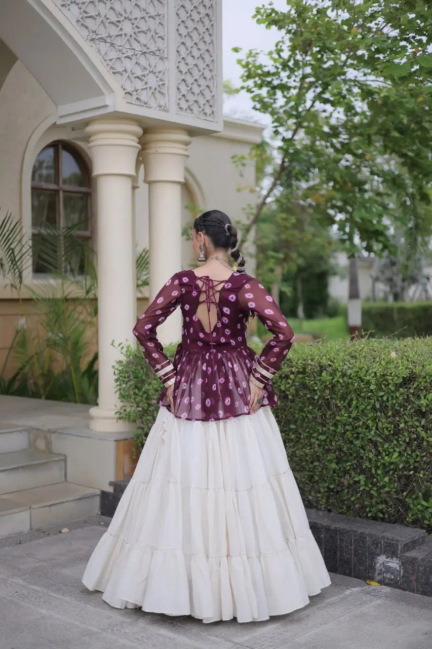 Bandhni Gamthi Peplum Lehenga Set