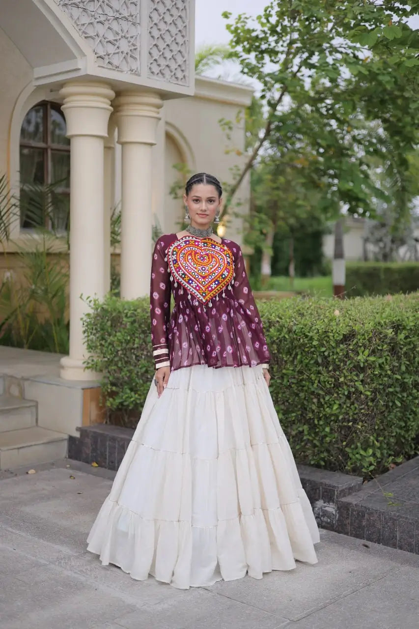 Bandhni Gamthi Peplum Lehenga Set